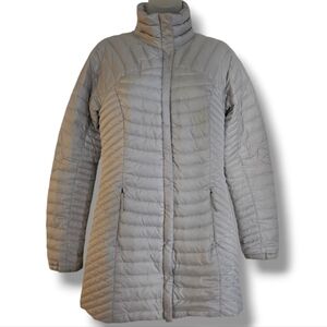 Eddie Bauer 700 Fill Down Slim Puffer Coat Womens Size XS Silver Gray Jacket‎